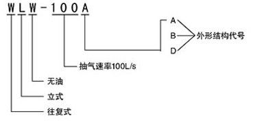 立式無油真空泵型號說明圖示